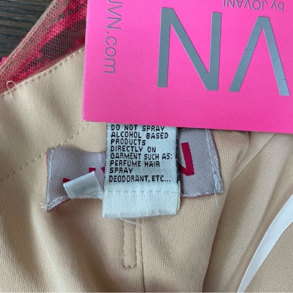 JVN by Jovani Bonny Dress Pink Crochet Lace Beige Sheer Cocktail Mini - Picture 13 of 13